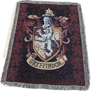 Harry Potter Gryffindor Crest Wall Hanging Tapestry Woven Throw Blanket Fringe